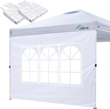 2 pieces of pavilion side panels with window and Velcro closure for 3 x 3 m pavilion, as wind and privacy screen for party tent, waterproof