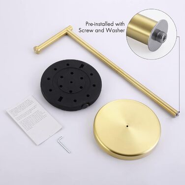 Stainless Steel Freestanding Toilet Paper Holder with Weighted Base - Brushed Gold Finish (51.3cm)