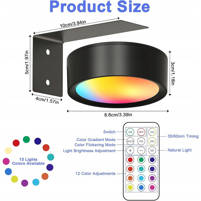 Набір із 3 магнітних підсвіток для картин на батарейках, настінні світильники для картин
