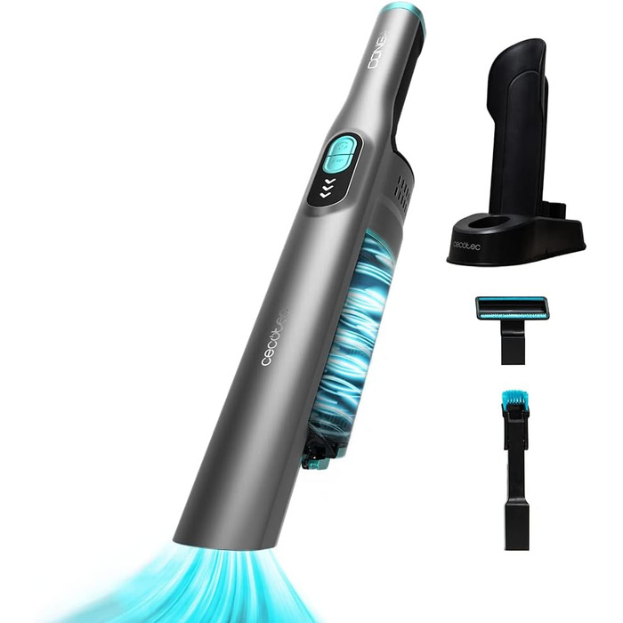 Ручний пилосос Cecotec Conga Rockstar: 210 Вт, цифровий, 20 кПа, до 40 хв роботи, 2 режими, аксесуари, для килимів та матраців, сірий (Micro +)