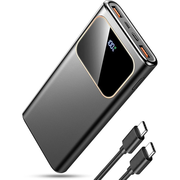 Портативний зарядний пристрій Power Bank 10000mAh з швидкою зарядкою 22.5W USB C, PD 3.0 QC 4.0, сумісний з iPhone та Samsung, чорний