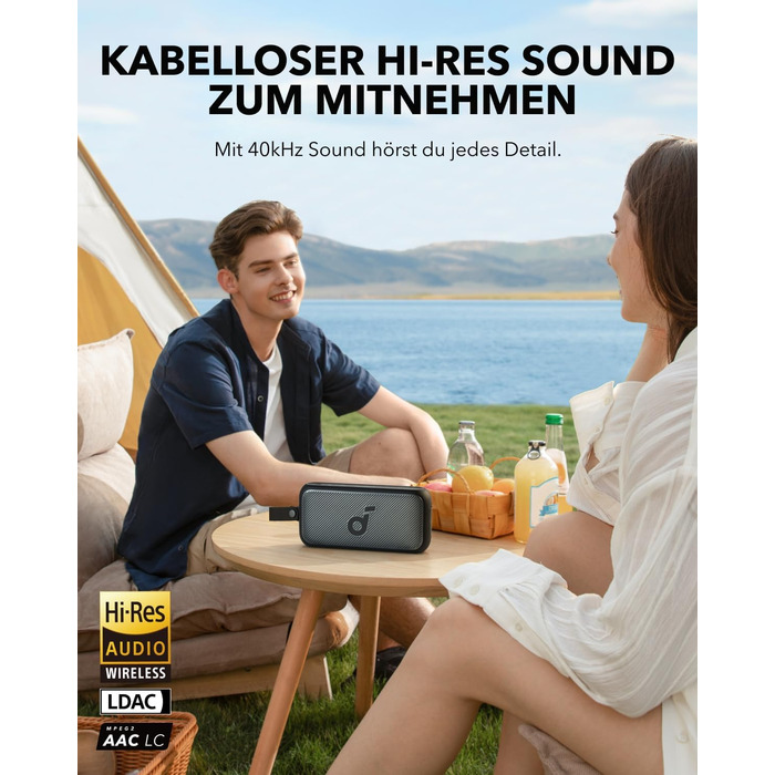 Soundcore Motion 300 - Бездроковий портативний Bluetooth-динамік з BassUp, SmartTune, 30W, 13h, IPX7, для дому, саду, кемпінгу та подорожей, Чорний