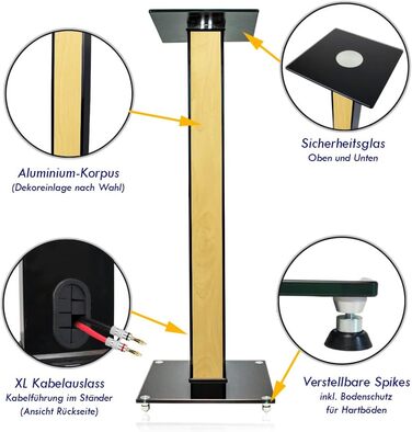 Ексклюзивні підставки для колонок BS03 чорного глянцю з декоративною вставкою (з акорну)