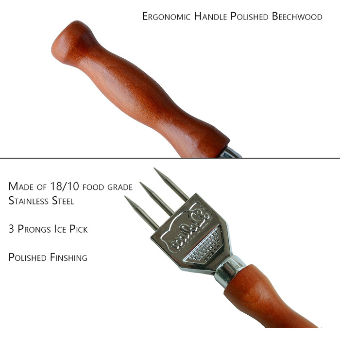 Ice pick set with safety wood handle. Ice pick for breaking ice. Ice pick tool. Ice pick for the kitchen. Kitchen tool. Ball crusher. Ice crusher. Ice pick for...