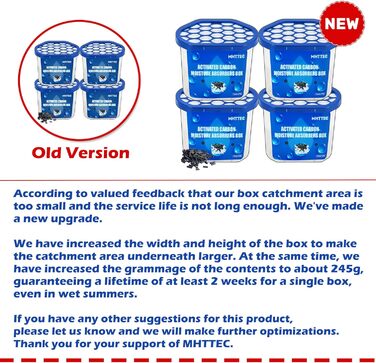 Moisture Absorber Boxes, 4 Pack, 284 ml, Dehumidifier for Closet, Bathroom, Basement, Home, Bedroom, Moisture Packs for Car, Disposable Desiccant