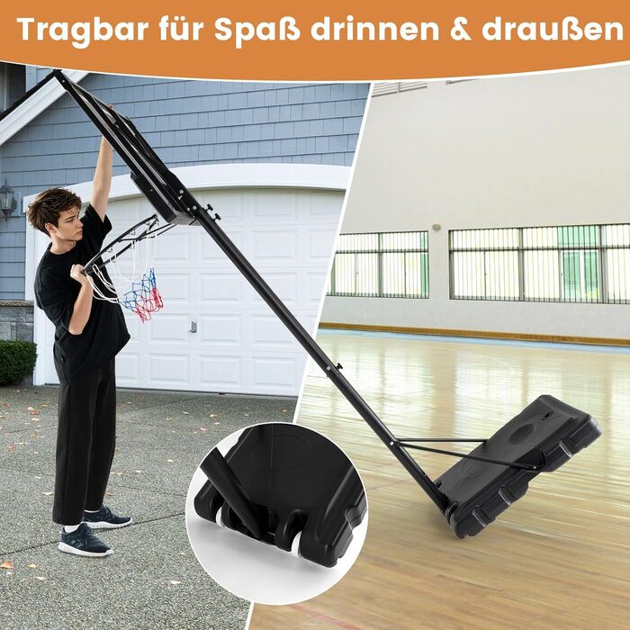 COSTWAY Adjustable Height Basketball Hoop System - Outdoor Mobile Basketball Stand with Wheels & Weight Bag (125-305cm)
