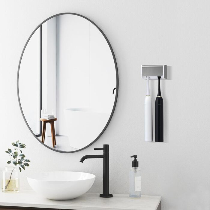 Електрична зубна щітка для дітей, тримач для зубних щіток на стіну без свердління для сім'ї (сріблястий матовий)