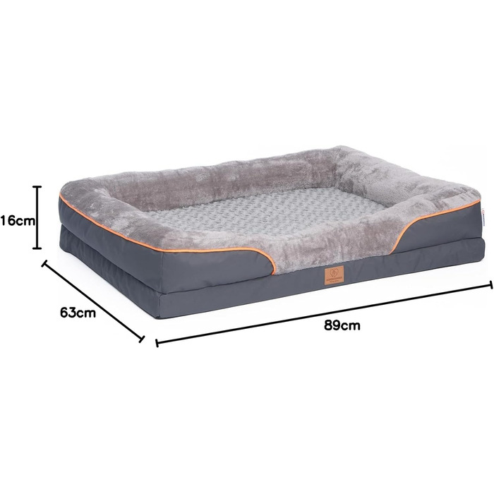 Ортопедичне ліжко для собак, пухнасте софа з знімним покриттям, сірого кольору, 71 x 58 x 16 см (XL)