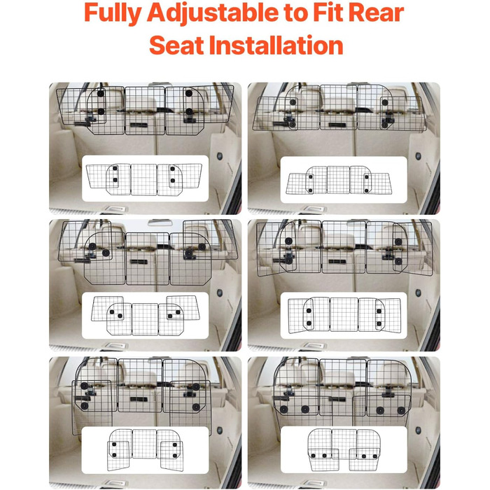 Автобар'єр для собак VEVOR: регульована перегородка, сітка для автомобіля (968 x 405 мм), захист заднього сидіння, універсальний бар'єр для SUV, позашляховиків, вантажівок (складний, 98-162 см * 40 см)