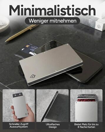 Кластинка для карток з RFID захистом та подарунковою коробкою – Мінімалістичний гаманець для чоловіків – Компактний картхолдер з безконтактним захистом (Alpha Collection) 05. Срібний випуск