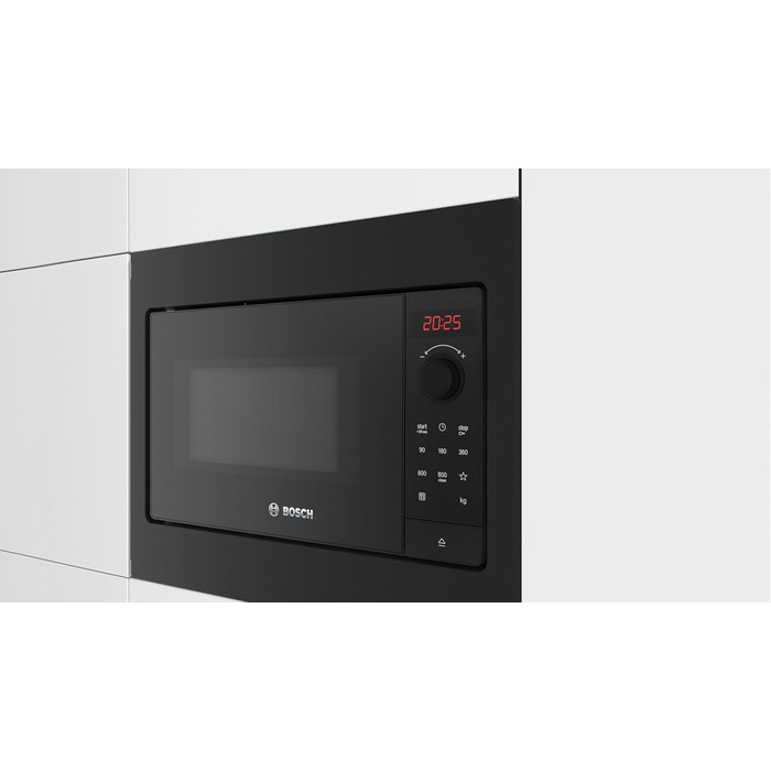Вбудована мікрохвильова піч Bosch BFL524MS0, 38x60 см, 800 Вт, чорна, серія 2