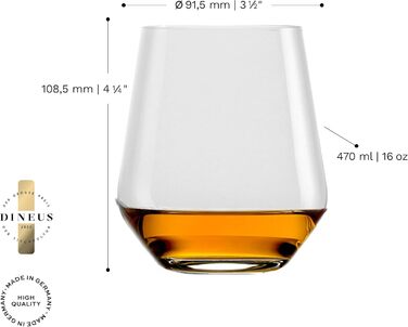Набір келихів для віскі Stölzle Lausitz Quatrophil DOF 6 шт, 470 мл - Кришталеві келихи для віскі, виготовлені в Німеччині, міцні, для посудомийної машини