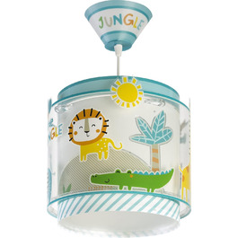 Dalber Children's Lamp Pendant Light Hanging Lamp My Little Jungle Jungle Animals Lions Elephants Giraffes Crocodile, Colorful