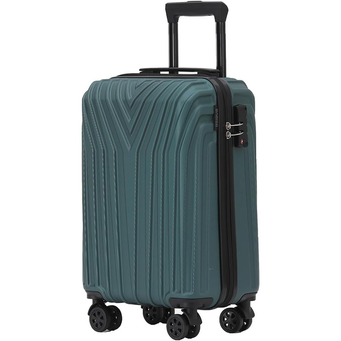 Чемодан BEIBYE з жорсткою обшивкою, TSA-замок, розширюваний, 55 см (Темно-зелений)