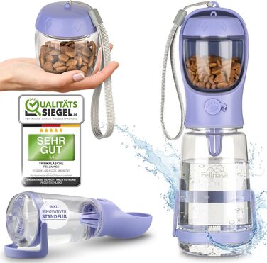 Турботрінка для собак Fellnase - 550 мл, з підставкою та годівницею, проти проливання, для собак та котів, з клапаном зворотного ходу води, колір лавандовий