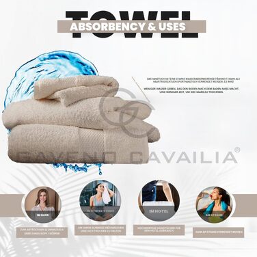 Набір рушників для ванної GC GAVENO CAVAILIA з єгипетської бавовни, 4 шт, 700 г/м², готельна якість, Мокка, 50 x 85 см