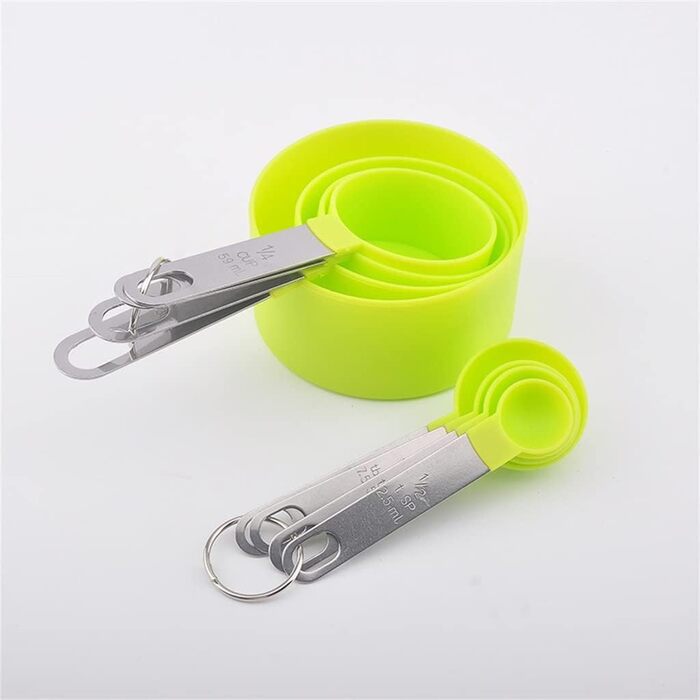FBHappiness 8-Piece Measuring Cups and Spoons Set, Kitchen Measuring Spoons, Measuring Tools for Cooking and Baking, Durable PP (Color: E, Size: as shown)
