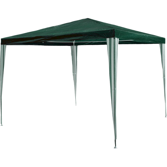 SONLEX Garden Pavilion 3 x 3 m, waterproof, including pegs, guy ropes, corner connectors, material PE tarp 110 g/m², painted metal frame, pop-up system assembly without tools, green
