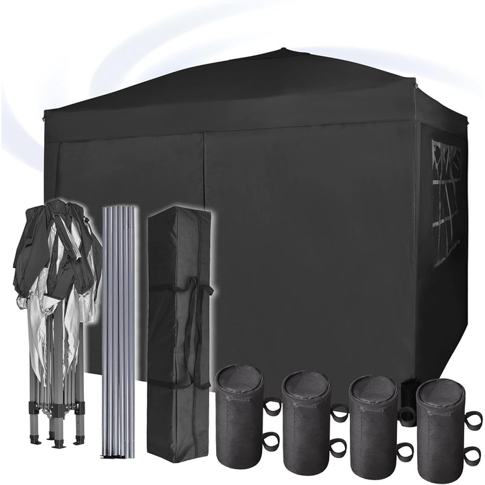 Pavilion with silver protective coating, waterproof, 3 x 3 m, White (Black)