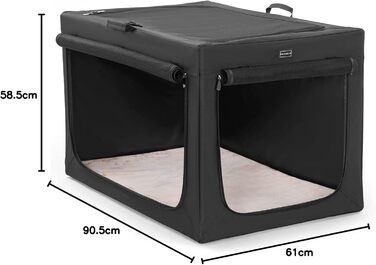 Клітка для собак Petsfit, велика, розкладна, чорна, 90x61x58 см, з підстилкою