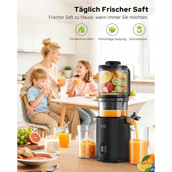 Шнекова соковижималка WIE 135мм Slow Juicer для цілих овочів та фруктів, ємність 2.6л