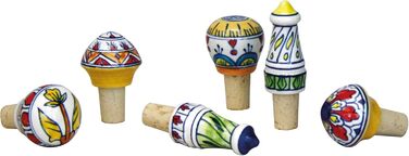 Bottle Stoppers, Wine Stoppers, Bottle Closures, Ceramic with Natural Cork Set/4 (GZ-816)