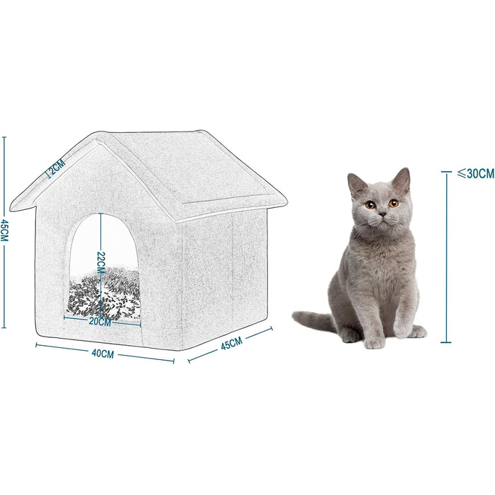 Будка для собак та котів EUGAD з плюшевою подушкою, 45x40x45 см, сіра