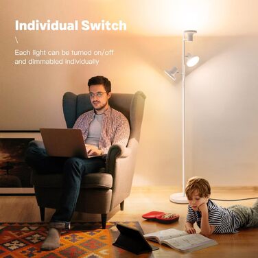 Стельовий світильник SIBRILLE з LED, 36W, димування, 2500LM, пульт ДУ та сенсорне управління, 2700K-6500K, 3-х світловий, для вітальні, спальні, офісу, готелю