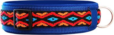 Нашийник для собак Extra-Wide & Soft з неопреновим наповнювачем, кольоровий на синьому, розмір XS (32-37 см)