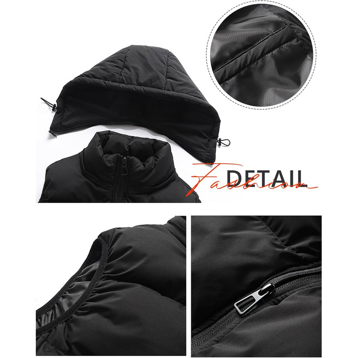 Чоловіча зимова жилетка Hathaway з капюшоном, тепла, без рукавів, на блискавці, чорна, XL