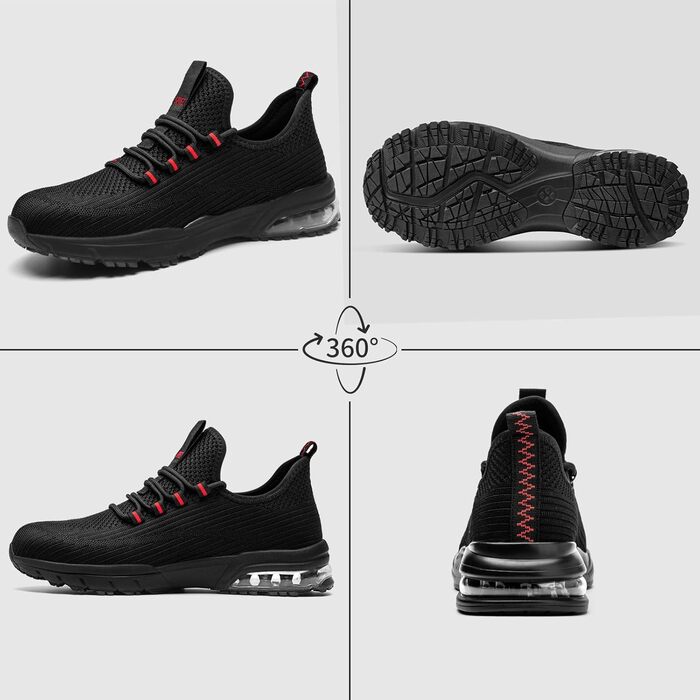 Захисні черевики SPIEZ для чоловіків та жінок, легкі робочі черевики з композитною захисною шапкою, неслизькі з повітряною подушкою для комфорту, чорно-червоні, розміри EU 36–46