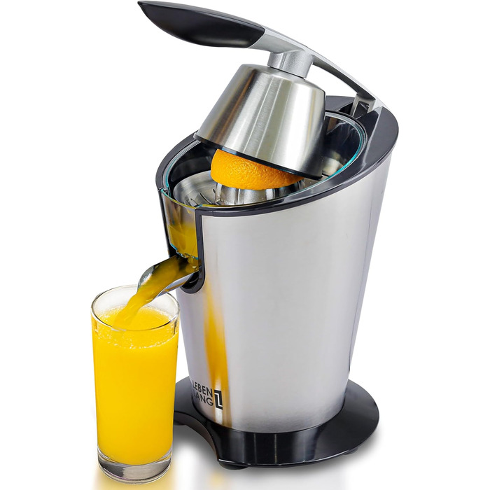 Електрична соковитискачка LEBENLANG 600W з нержавіючою келихом, BPA-Free, висока продуктивність. Підходить для цитрусових: апельсин, лимон, грейпфрут.