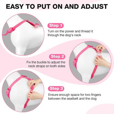 Світловідбиваючий нашийник для собак великих порід з LED-підсвічуванням, акумуляторний, регульований, 3 режими освітлення, висока видимість (Рожевий, Large)
