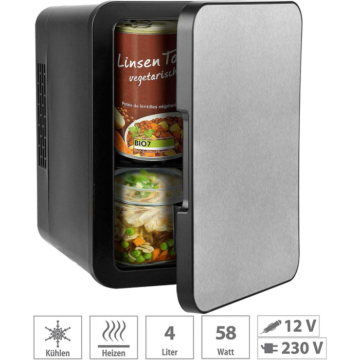 Міні-холодильник Rosenstein & Söhne для подорожей: 4 літри, 12/230V, з підігрівом, блакитний