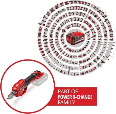 Акумуляторний сучкоріз Einhell GE-LS 18 Li-Solo Power X-Change, 18 В, до 28 мм, байпас-лезо, без акумулятора та зарядного, м'яка ручка, безпечний вимикач