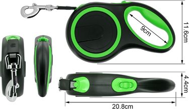 Висувна поводок для собак 8м, високоякісний, до 50кг, для малих, середніх та великих порід (сірий)