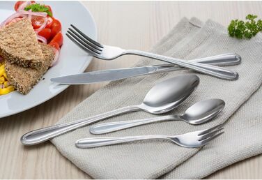 GRÄWE 12-Piece Stainless Steel Cutlery Set, Dinnerware Set, 68-Piece Set, Nickel-Free, Rust-Proof, Hand-Polished, Dishwasher-Safe - Salzburg Series