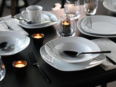 CreaTable Серія Amelie Piazza: 12-частинний набір посуду на 6 осіб з порцеляни, для миття в посудомийній машині та використання в мікрохвильовці