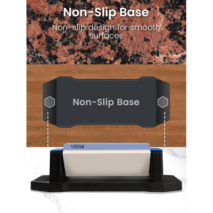 Набір точильних каменів Schleifstein 3-в-1: 400/1000/5000 грит, з підставкою, кутовою направляючою та шкіряним ремінцем для заточування ножів