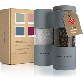 LARS NYSØM Salt and Pepper Grinder Set made of Stainless Steel with Adjustable Ceramic Grinder 2 Pieces | Manual Spice Mills with High-Quality Design (2 pcs) (Ash Gray)