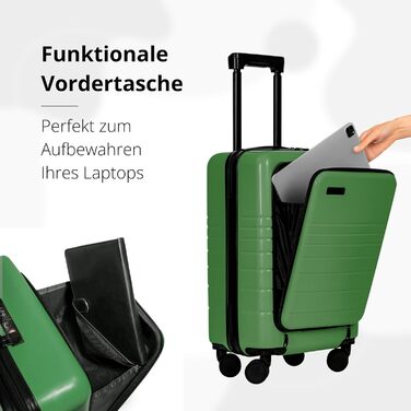 Валіза ETERNITIVE з ABS пластику: Rollkoffer, Reisetrolley з подвійними колесами 360°, TSA-замок, ручна поклажа, зелений колір