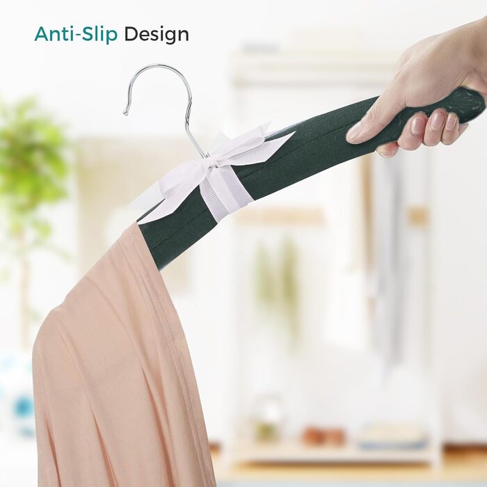 Клітки для одягу JS HANGER з м'якою підкладкою для светрів, 43,2 см, великі, міцні, з сатином, без плечей, для жінок, одягу, весіль, спідньої білизни, 10 шт., (Темно-зелений)