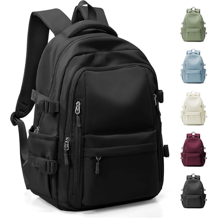 Шкільний рюкзак HYC00 для дівчаток та хлопчиків-підлітків, водонепроникний, для ноутбука 14 дюймів, casual, для подорожей та навчання, кольори: M4-зелений, M1-чорний