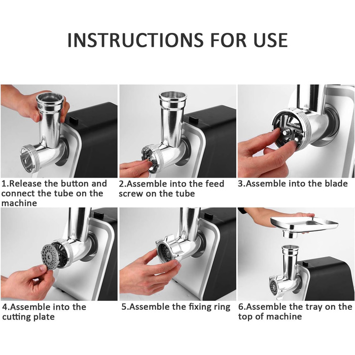 Електрична м'ясорубка Profi 1500 Вт 4-в-1 з контейнером для зберігання, набором для ковбас, 3 дисками та насадкою для печива - для дому