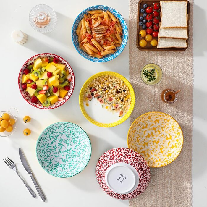 Набір супових тарілок Vancasso Selene, 6 шт, 1200 мл, з пастельного порцеляну – для супу, пасти, салатів, мікрохвильова піч