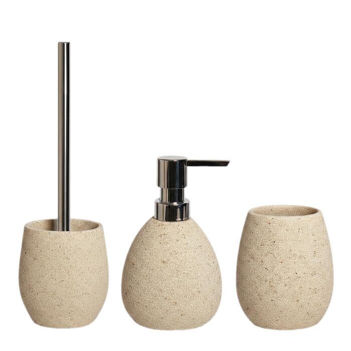Набір аксесуарів для ванної кімнати бежевого кольору, 3 предмети, сучасний дизайн