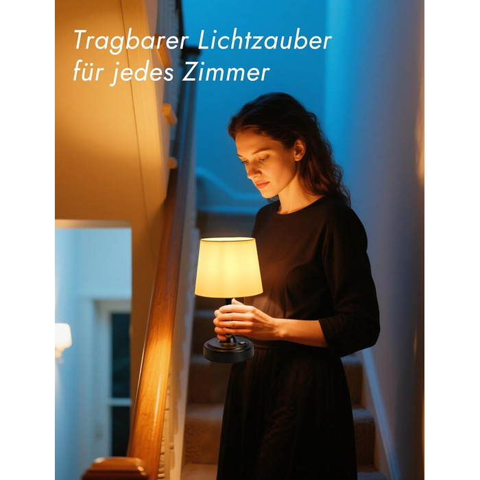 Бездротова лампа настільна акумуляторна 4000mAh, тепле світло 2700K, торшери з сенсорним керуванням, адаптер/кабель для зарядки, для спальні, подарунок (золотиста)