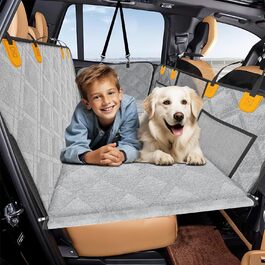 Loiion Dog Car Seat Cover - Waterproof & Protective Back Seat Liner for Cars, SUVs & Trucks - Durable, Non-Slip, Hard Bottom - Grey