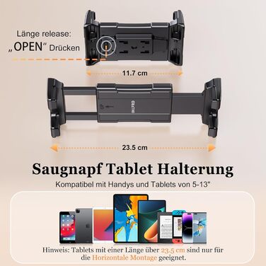 Тримач для планшета в авто OHLPRO: універсальний, для iPad, Galaxy Tab, Switch, 5-13 дюймів