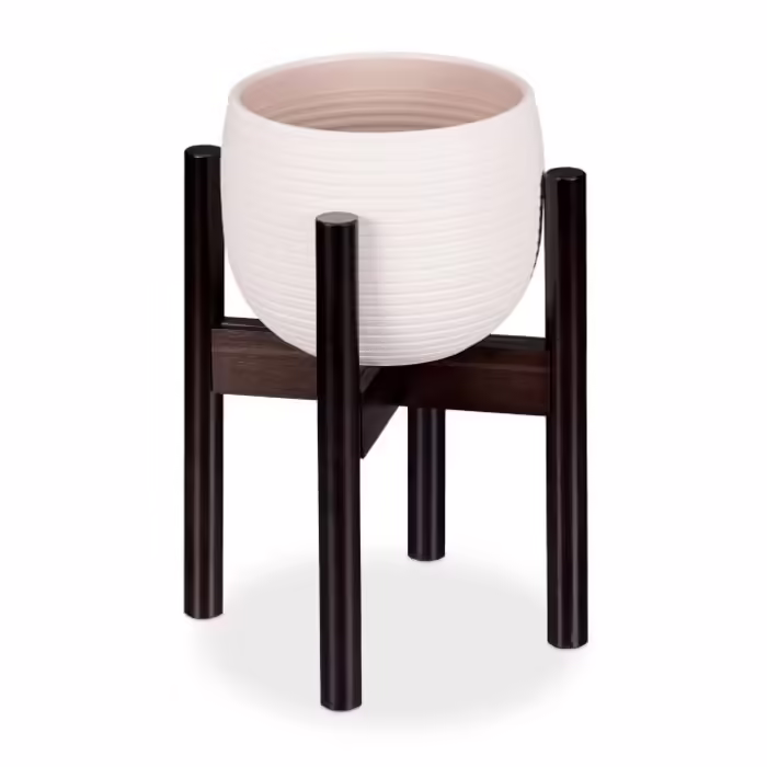 Relaxdays Bamboo Flower Stand, Adjustable, Brown